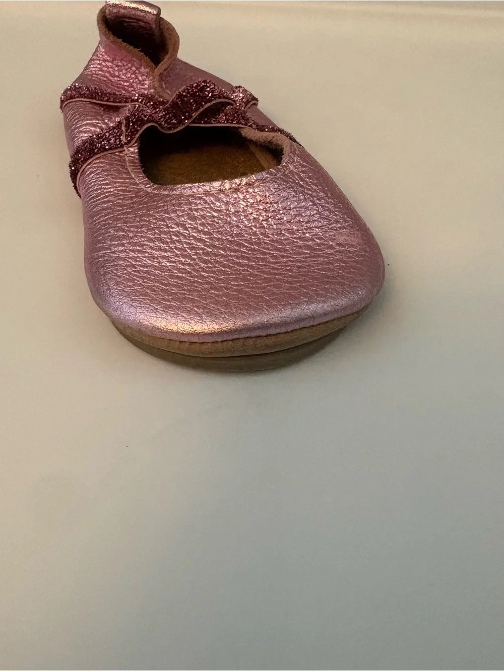 Freshly Picked frosted rose shiny metallic ballet slipper size 5